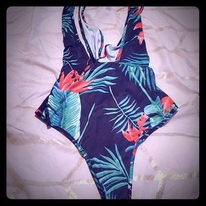 Tropical swimsuit with matching cover up